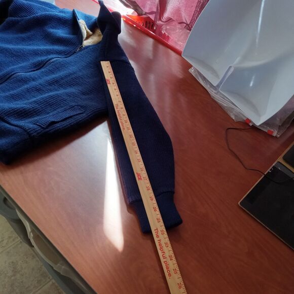 Montgomery Ward sweater coat women's size medium blue tan lined - Picture 10 of 12